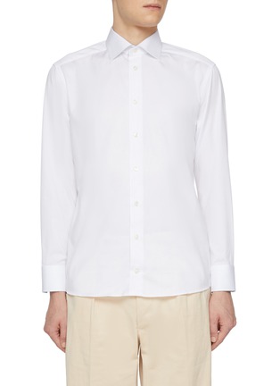 Main View - Click To Enlarge - ETON  - Geometric Cutaway Collar Slim Cotton Shirt