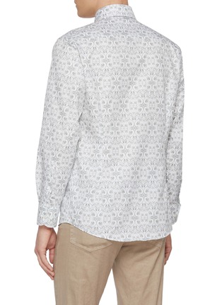 Back View - Click To Enlarge - ETON  - Floral Wide Spread Collar Slim Cotton Linen Shirt