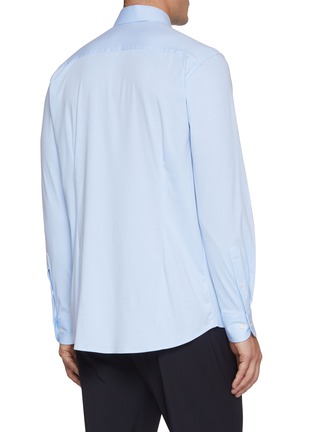 Back View - Click To Enlarge - ETON  - Cutaway Collar Slim Cotton Linen Silk Shirt
