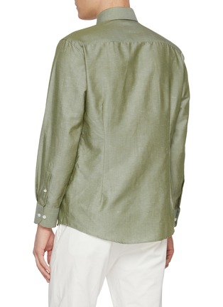 Back View - Click To Enlarge - ETON  - Cutaway Collar Slim Cotton Linen Silk Shirt