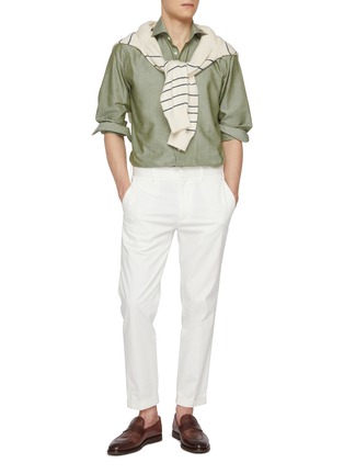 Figure View - Click To Enlarge - ETON  - Cutaway Collar Slim Cotton Linen Silk Shirt
