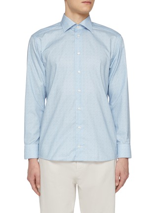 Main View - Click To Enlarge - ETON  - Geometric Cutaway Collar Slim Cotton Shirt