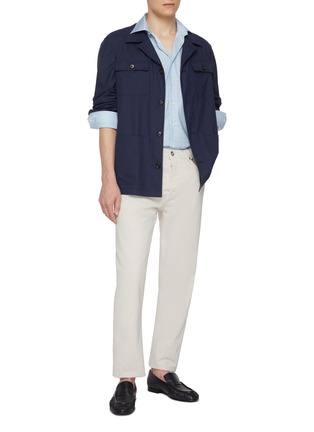 Figure View - Click To Enlarge - ETON  - Geometric Cutaway Collar Slim Cotton Shirt