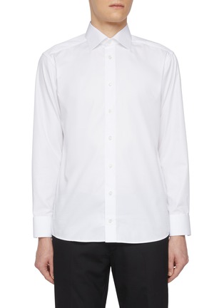 Main View - Click To Enlarge - ETON  - Cutaway Collar Semi Solid Slim Cotton Shirt