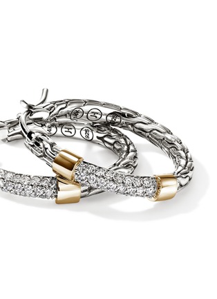 Detail View - Click To Enlarge - JOHN HARDY - JH Essentials Diamond 14K Gold Sterling Silver Hoop Earrings