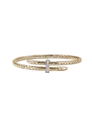 Main View - Click To Enlarge - JOHN HARDY - Spear Diamond 14K Gold Bypass Flex Cuff — Size S