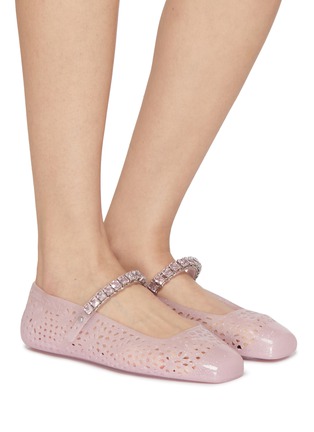 Figure View - Click To Enlarge - JIMMY CHOO - Jelly Crystal Embellished Mary Jane Flats