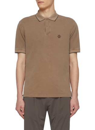 Main View - Click To Enlarge - HERNO - Logo Pigment Dyed Cotton Polo Shirt