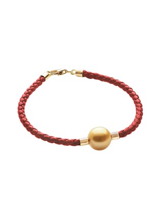 Main View - Click To Enlarge - JEWELMER - Lien Doré Pearl of Life Golden South Sea Pearl 18K Gold Leather Cord Bracelet