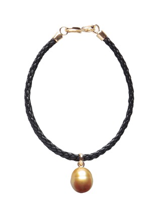 Main View - Click To Enlarge - JEWELMER - Mon Secret Golden South Sea Pearl 18K Gold Leather Cord Bracelet