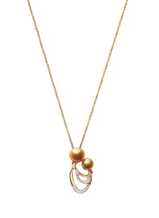 Main View - Click To Enlarge - JEWELMER - Mother and Child 18K Yellow Gold Pearl Diamond Pendant Necklace