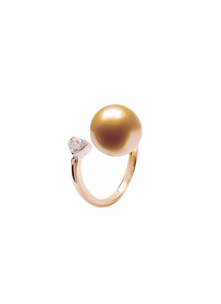 Main View - Click To Enlarge - JEWELMER - Les Mignonnes Golden South Sea Pearl Diamond 18K Gold Ring — EU 52