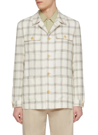 Main View - Click To Enlarge - EQUIL - Wool Linen Cotton Chequered Field Jacket