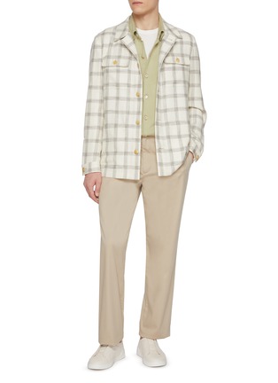 Figure View - Click To Enlarge - EQUIL - Wool Linen Cotton Chequered Field Jacket