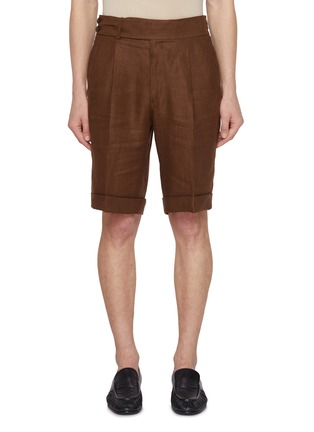 Main View - Click To Enlarge - EQUIL - Buckled Side Strap Linen Shorts