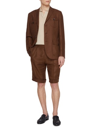 Figure View - Click To Enlarge - EQUIL - Buckled Side Strap Linen Shorts