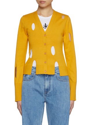 Main View - Click To Enlarge - JW ANDERSON - Slit Cotton Silk Knit Cardigan