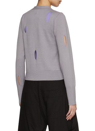 Back View - Click To Enlarge - JW ANDERSON - Slit Cotton Silk Knit Cardigan