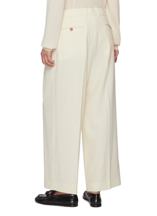 Back View - Click To Enlarge - LA COLLECTION - Double Pleated Wide Leg Wool Trousers