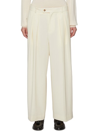 Main View - Click To Enlarge - LA COLLECTION - Double Pleated Wide Leg Wool Trousers