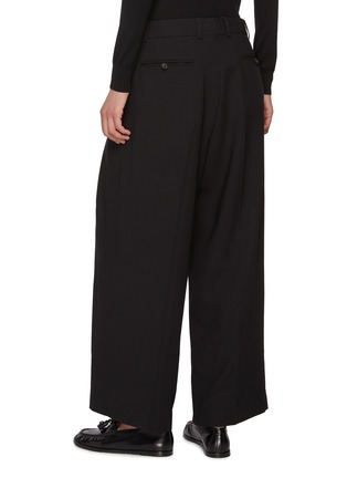 Back View - Click To Enlarge - LA COLLECTION - Double Pleated Wide Leg Wool Trousers