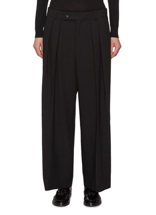 Main View - Click To Enlarge - LA COLLECTION - Double Pleated Wide Leg Wool Trousers