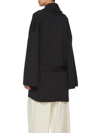 Back View - Click To Enlarge - LA COLLECTION - Long Sleeve Belted Wool Knit Cardicoat