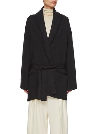 Main View - Click To Enlarge - LA COLLECTION - Long Sleeve Belted Wool Knit Cardicoat