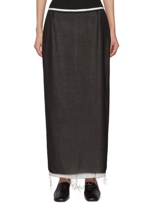 Main View - Click To Enlarge - LA COLLECTION - Contrast Wool Maxi Skirt