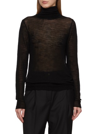 Main View - Click To Enlarge - LA COLLECTION - Frederica Turtleneck Sheer Wool Top
