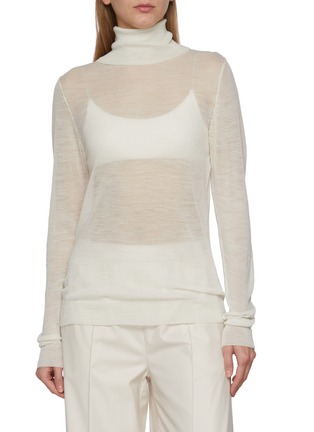 Main View - Click To Enlarge - LA COLLECTION - Frederica Turtleneck Sheer Wool Top