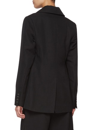 Back View - Click To Enlarge - LA COLLECTION - Double Breasted Notch Lapel Virgin Wool Blend Blazer