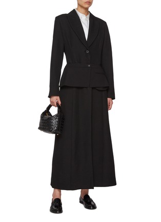 Figure View - Click To Enlarge - LA COLLECTION - Single Breasted Wool Silk Coat