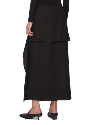 Back View - Click To Enlarge - LA COLLECTION - Overlay Panel Wool Maxi Skirt