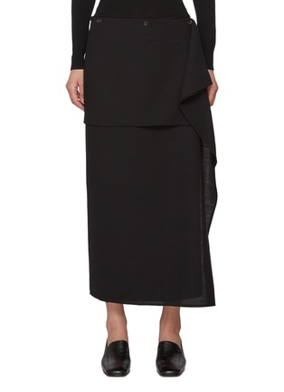 Main View - Click To Enlarge - LA COLLECTION - Overlay Panel Wool Maxi Skirt