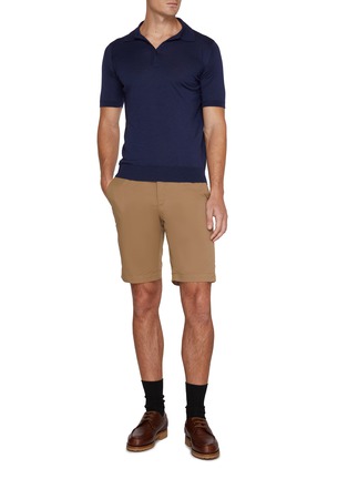 Figure View - Click To Enlarge - JOHN SMEDLEY - Stand Collar Cashmere Silk Polo Shirt
