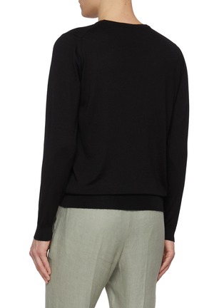 Back View - Click To Enlarge - JOHN SMEDLEY - Crewneck Cashmere Silk Sweater