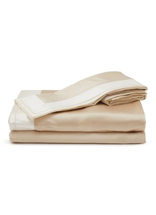 Main View - Click To Enlarge - SILKY MIRACLE - Two-Tone King Size Cotton Silk Bed Set — Light Pink/White