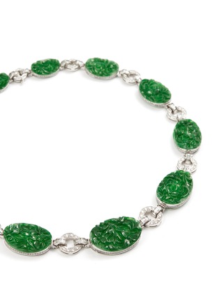 Figure View - Click To Enlarge - SAMUEL KUNG - Diamond jade 18k white gold station charm necklace