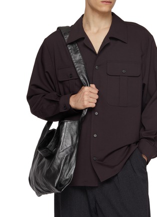 Back View - Click To Enlarge - DISCORD YOHJI YAMAMOTO - Small Reversible Dot Leather Cotton Tote