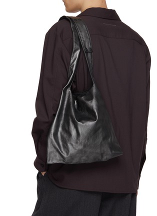 Front View - Click To Enlarge - DISCORD YOHJI YAMAMOTO - Small Reversible Dot Leather Cotton Tote