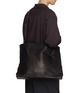 Front View - Click To Enlarge - DISCORD YOHJI YAMAMOTO - Large Zipper Leather Tote Bag
