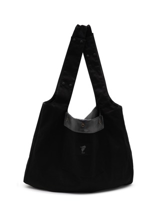 Detail View - Click To Enlarge - DISCORD YOHJI YAMAMOTO - Reversible Dot Leather Cotton Tote