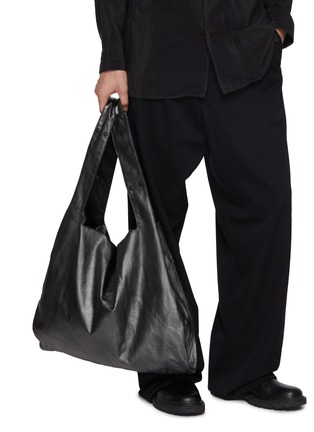 Front View - Click To Enlarge - DISCORD YOHJI YAMAMOTO - Reversible Dot Leather Cotton Tote