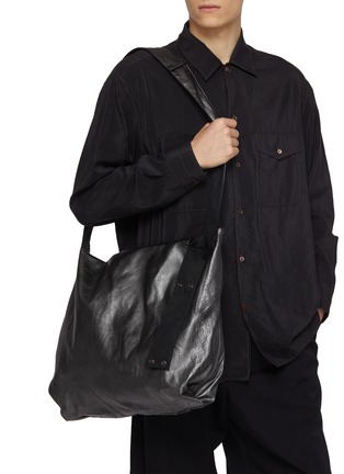 Figure View - Click To Enlarge - DISCORD YOHJI YAMAMOTO - Reversible Dot Leather Cotton Tote