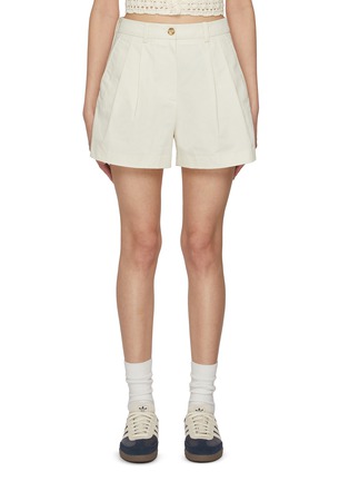 Main View - Click To Enlarge - DUNST - Double Pleated Cotton Linen Shorts