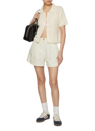 Figure View - Click To Enlarge - DUNST - Double Pleated Cotton Linen Shorts