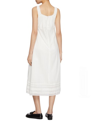 Back View - Click To Enlarge - DUNST - Front Tie Lace Trim Midi Cotton Dress