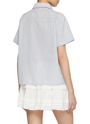 Back View - Click To Enlarge - DUNST - Logo Embroidered Striped Shirt