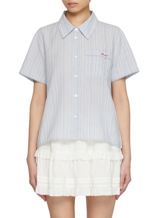 Main View - Click To Enlarge - DUNST - Logo Embroidered Striped Shirt